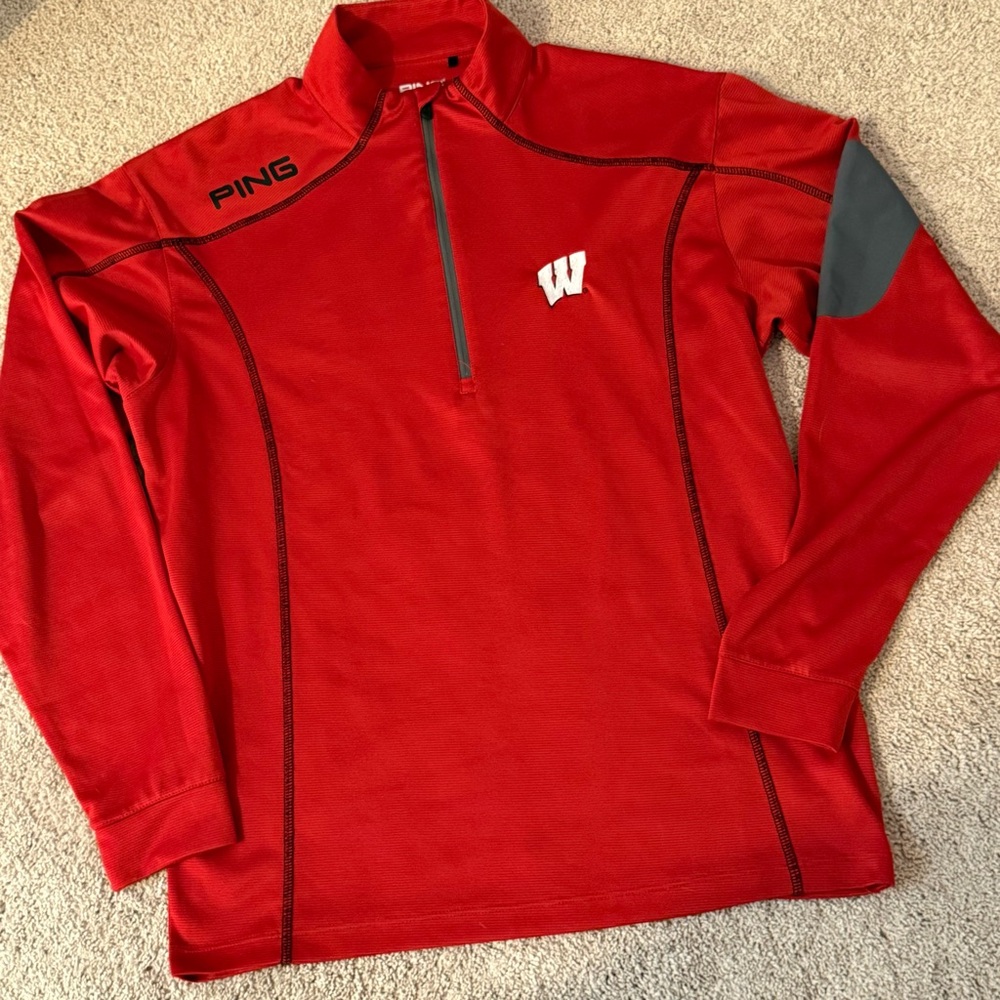 Men's M Ping Ranger x Wisconsin Badgers Golf 1/4 1/2 Zip Pullover Shirt Jacket